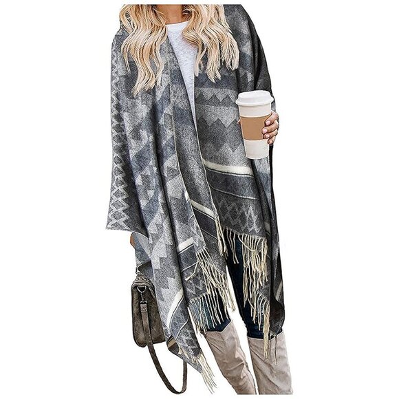 Sweaters - Silk Feeling Scarf Medium Square Satin Head Wave Grey